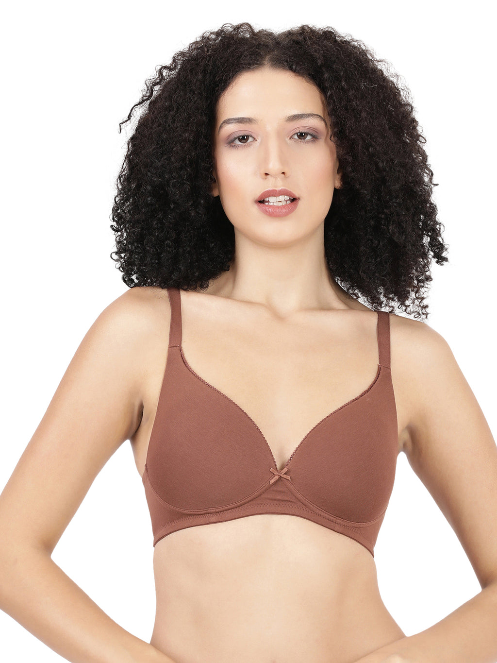 Blossom Lightly Padded Plunge Bra with Cotton Comfort, & Delicate Lace Trim_ First Touch Pad