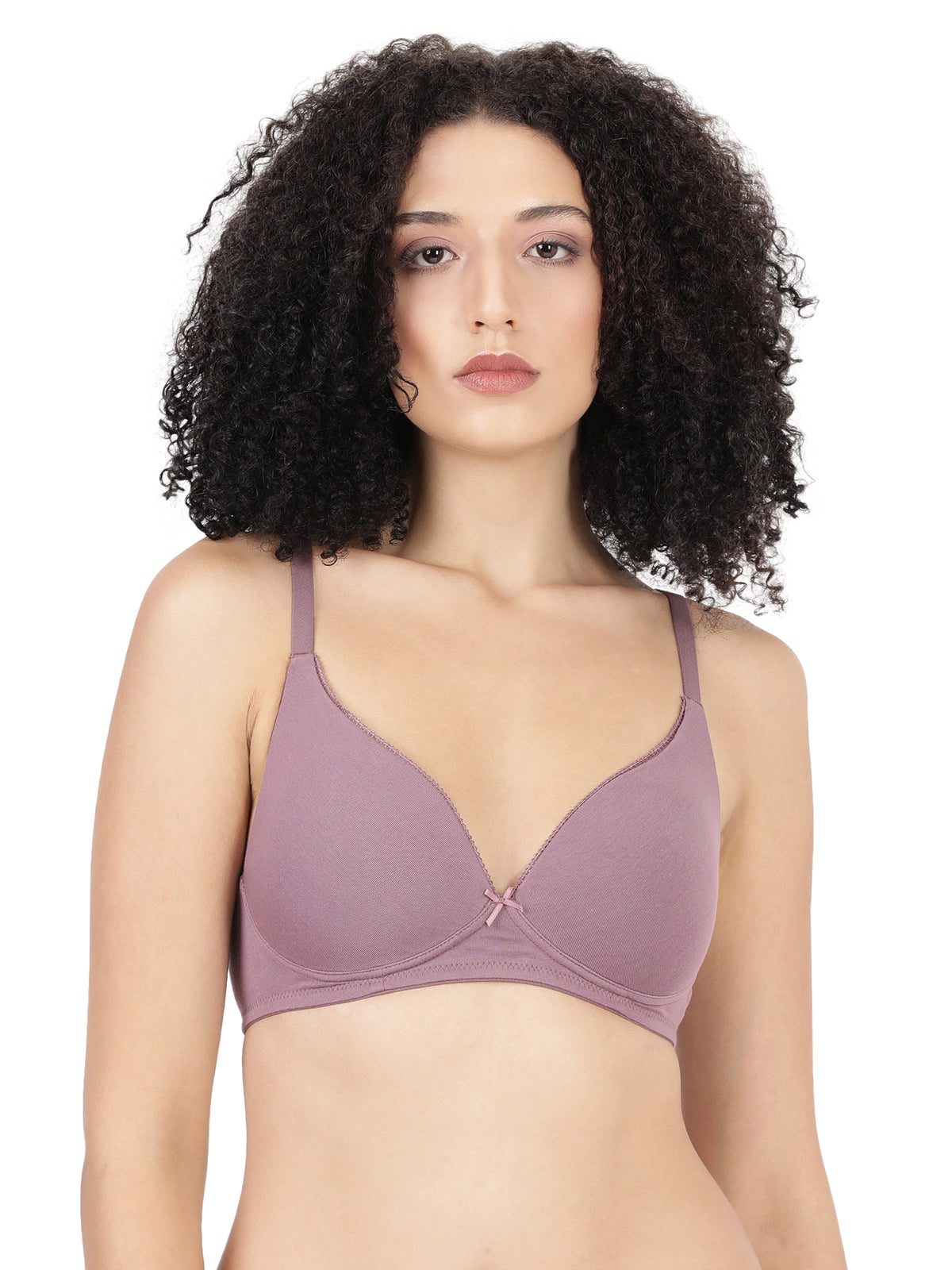 Blossom Lightly Padded Plunge Bra with Cotton Comfort, & Delicate Lace Trim_ First Touch Pad