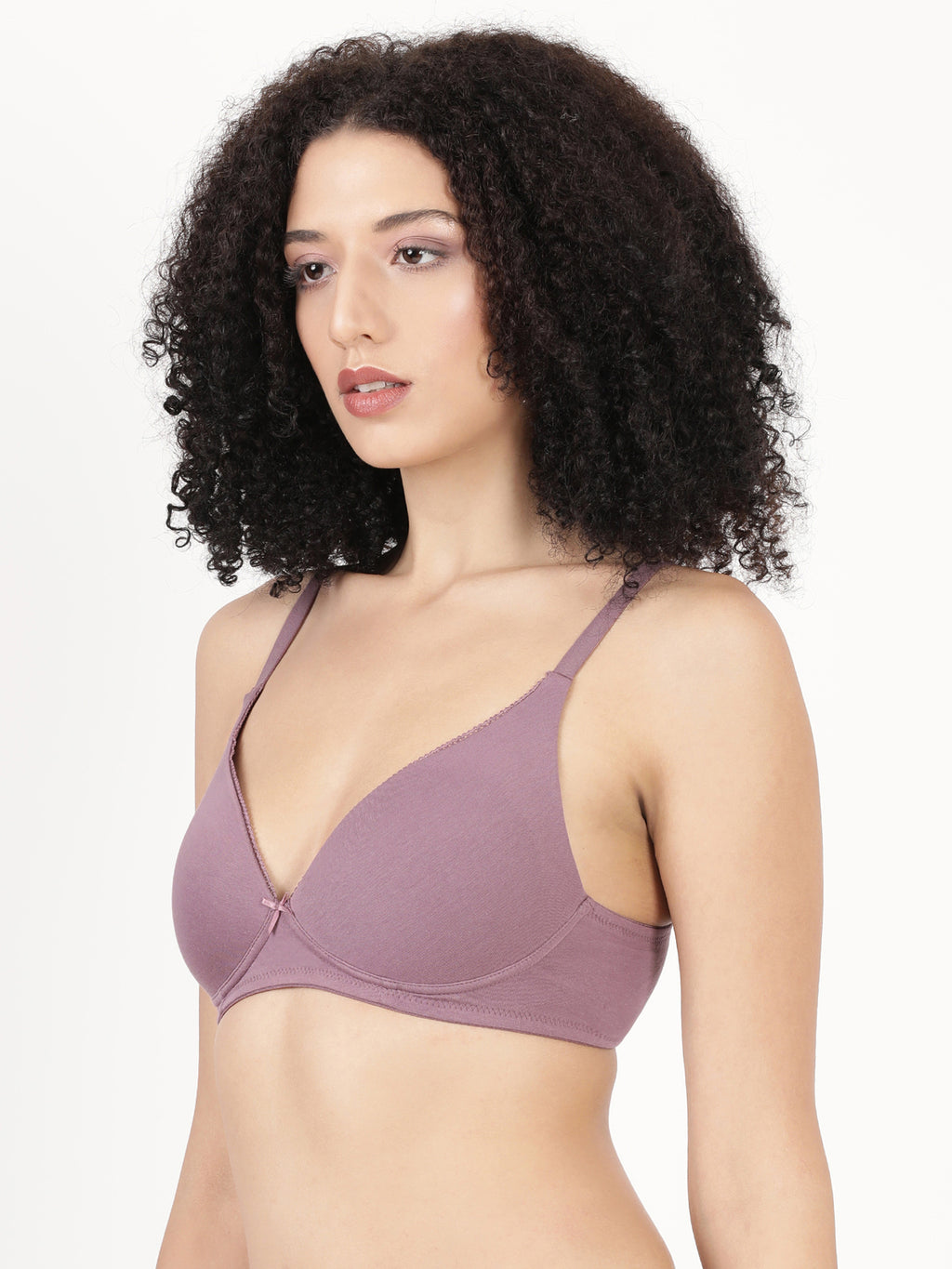 Blossom Lightly Padded Plunge Bra with Cotton Comfort, & Delicate Lace Trim_ First Touch Pad
