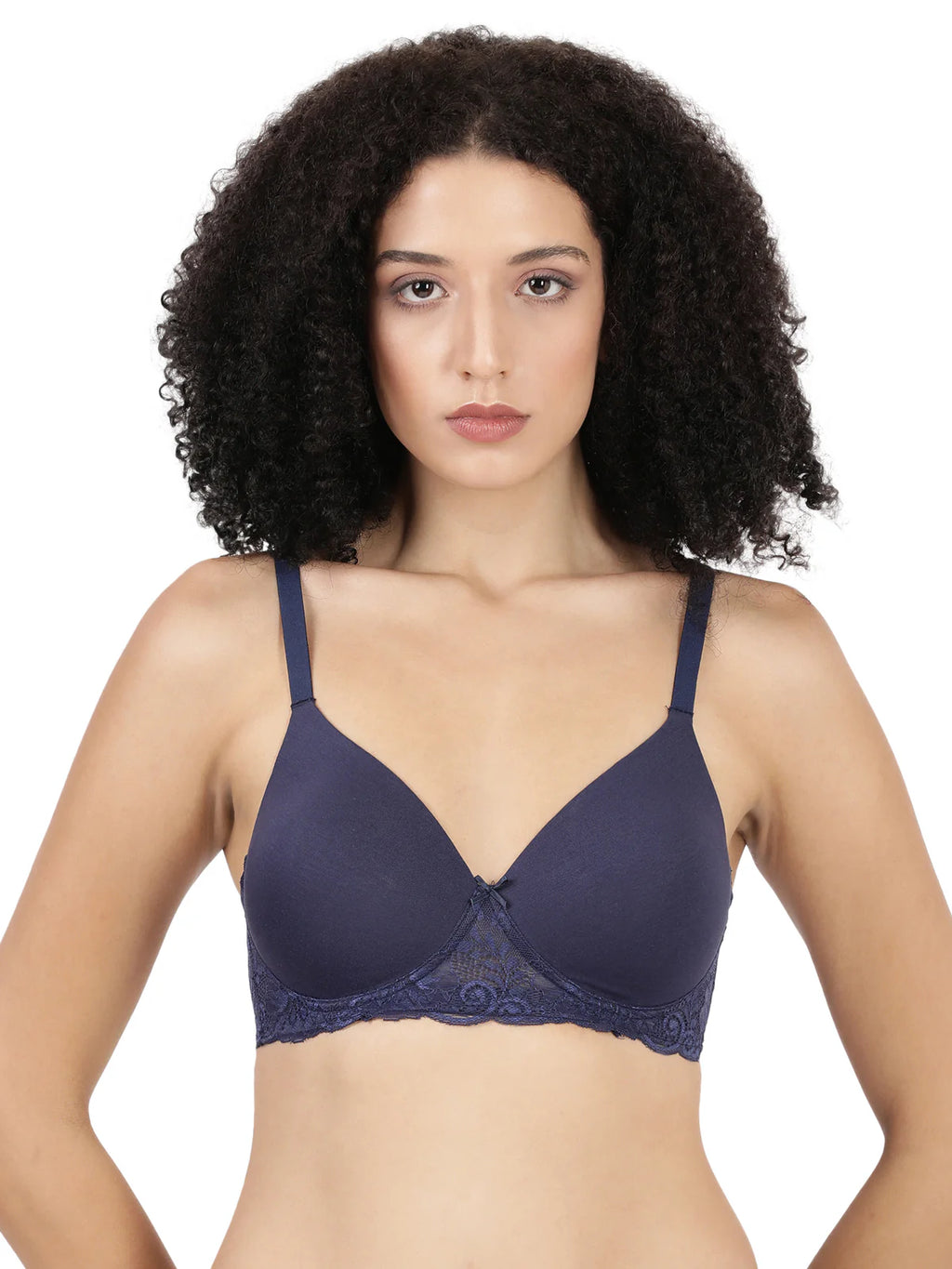 Blossom Soft Stretchable Poly Cotton Lycra Lace Bra With Seamless Support_Lacey Bra