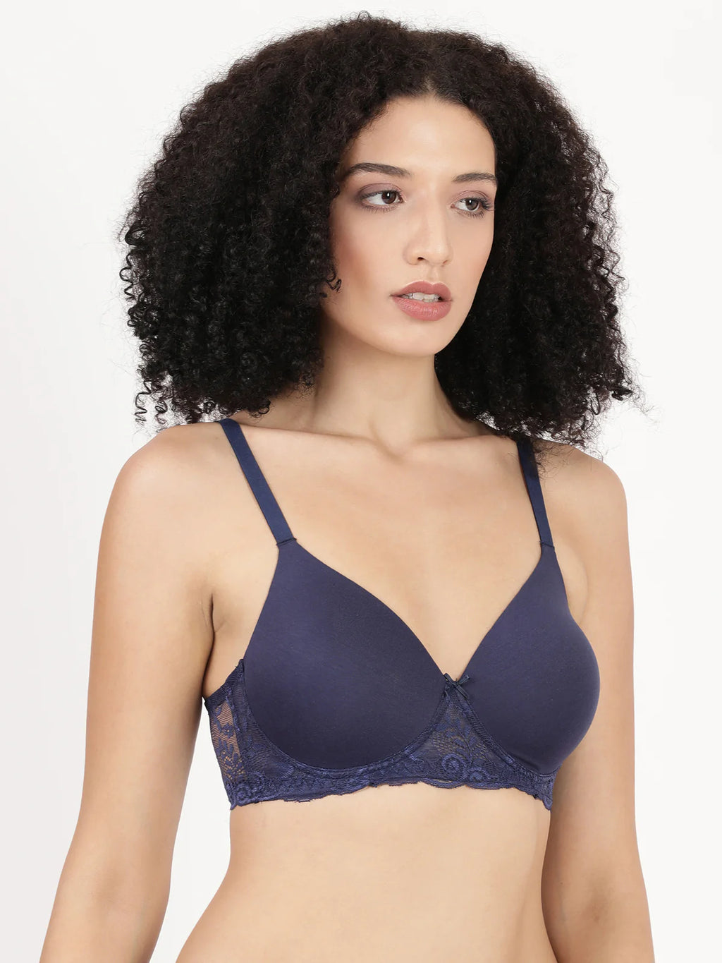 Blossom Soft Stretchable Poly Cotton Lycra Lace Bra With Seamless Support_Lacey Bra