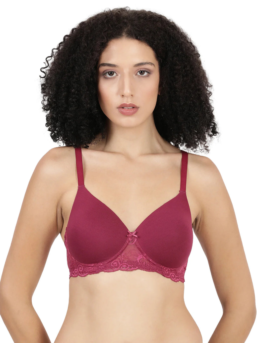 Blossom Soft Stretchable Poly Cotton Lycra Lace Bra With Seamless Support_Lacey Bra