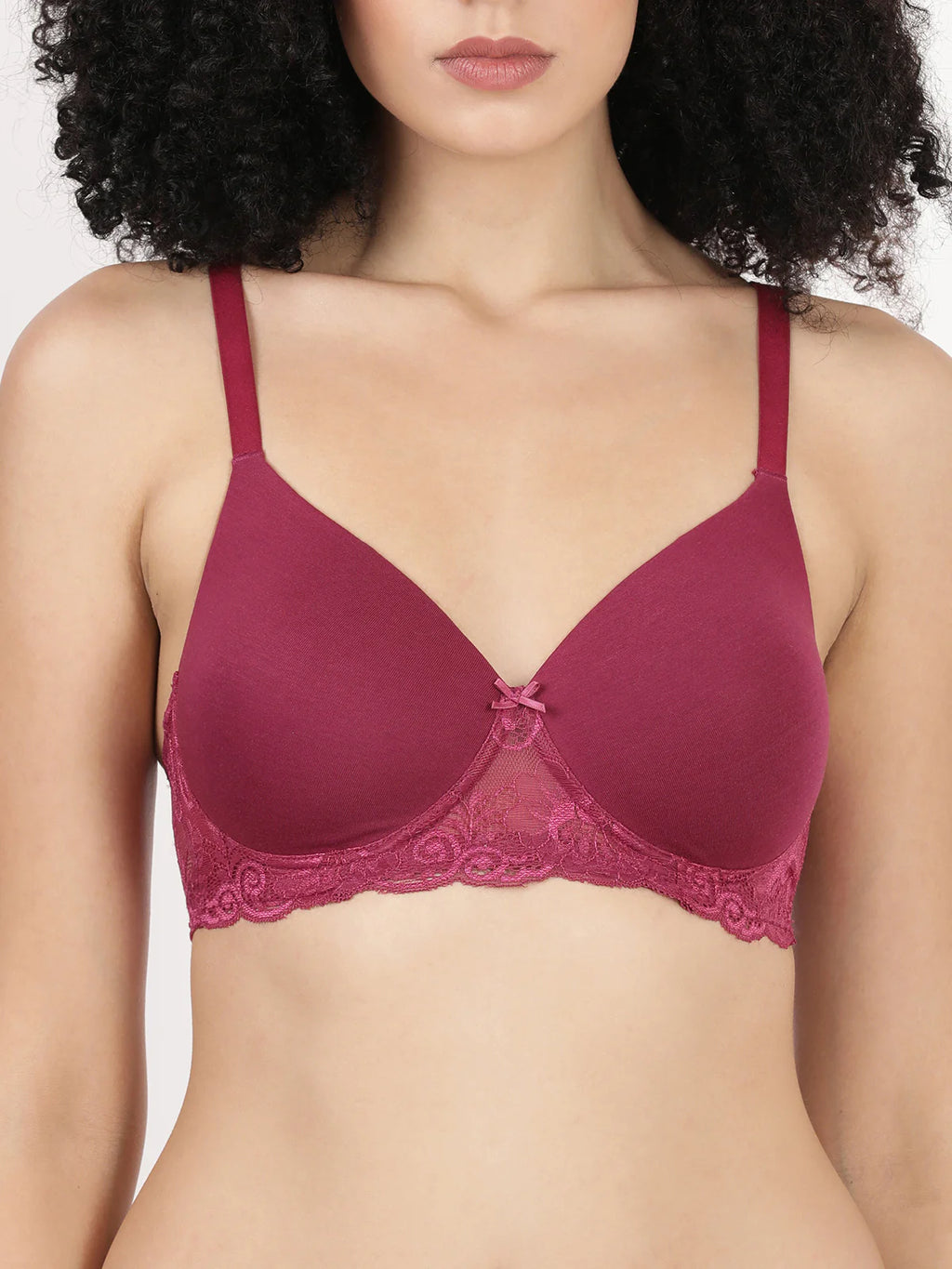 Blossom Soft Stretchable Poly Cotton Lycra Lace Bra With Seamless Support_Lacey Bra