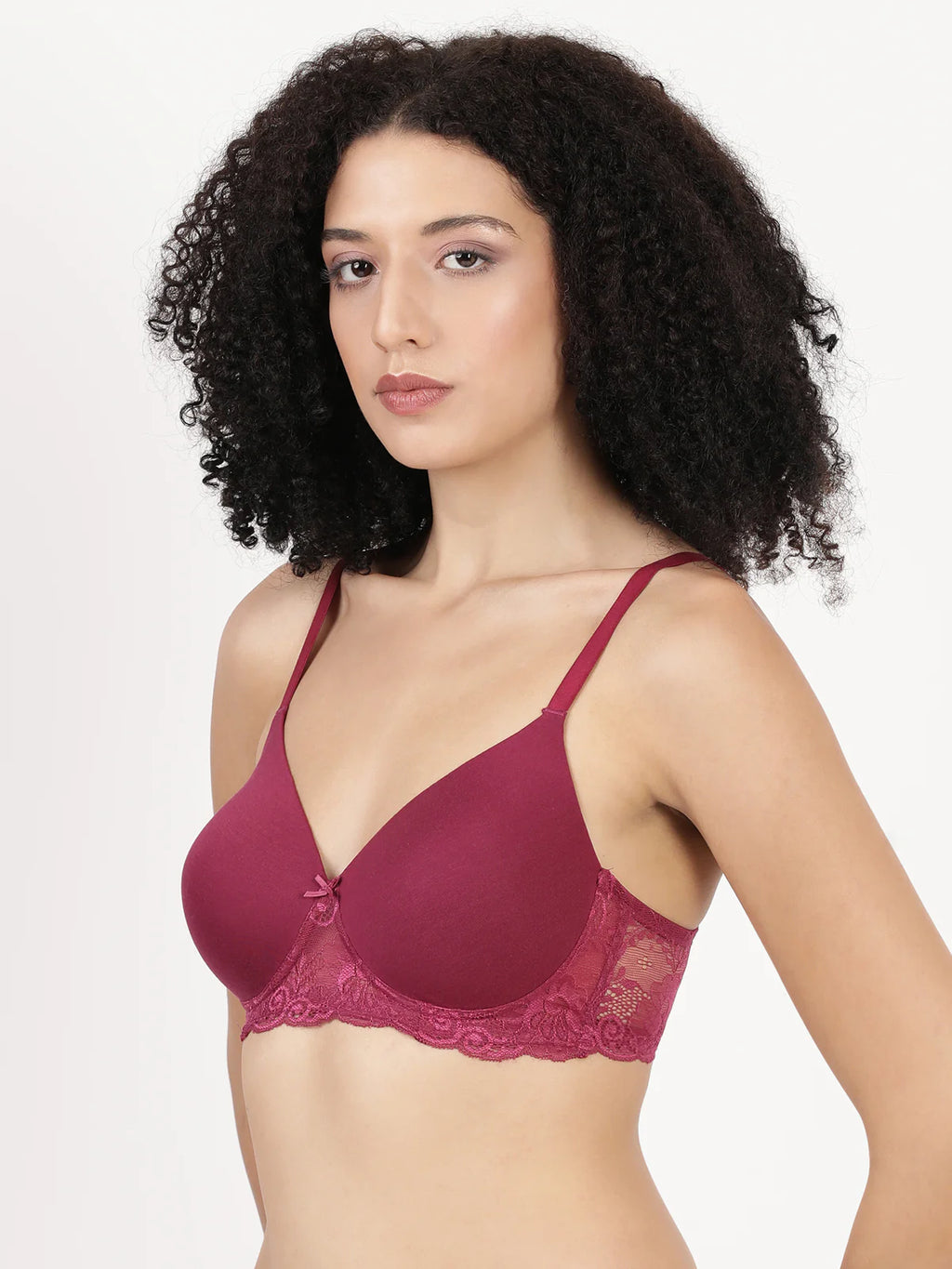 Blossom Soft Stretchable Poly Cotton Lycra Lace Bra With Seamless Support_Lacey Bra