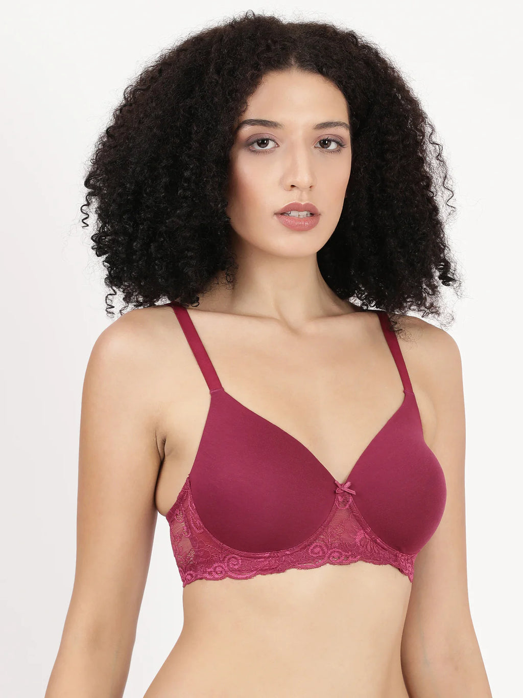 Blossom Soft Stretchable Poly Cotton Lycra Lace Bra With Seamless Support_Lacey Bra