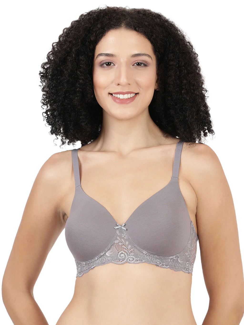 Blossom Soft Stretchable Poly Cotton Lycra Lace Bra With Seamless Support_Lacey Bra