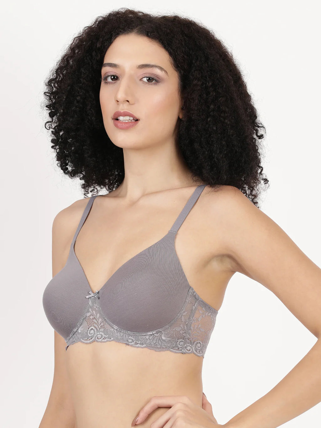Blossom Soft Stretchable Poly Cotton Lycra Lace Bra With Seamless Support_Lacey Bra