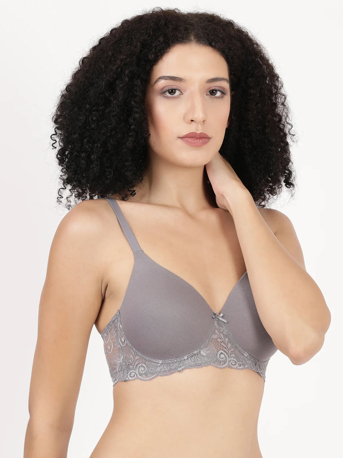 Blossom Soft Stretchable Poly Cotton Lycra Lace Bra With Seamless Support_Lacey Bra