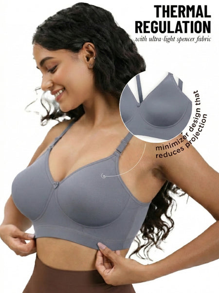 Blossom Full Frame Bra - Minimizer Bra Wire-Free, Non-Padded, Full Coverage For Enhanced Support