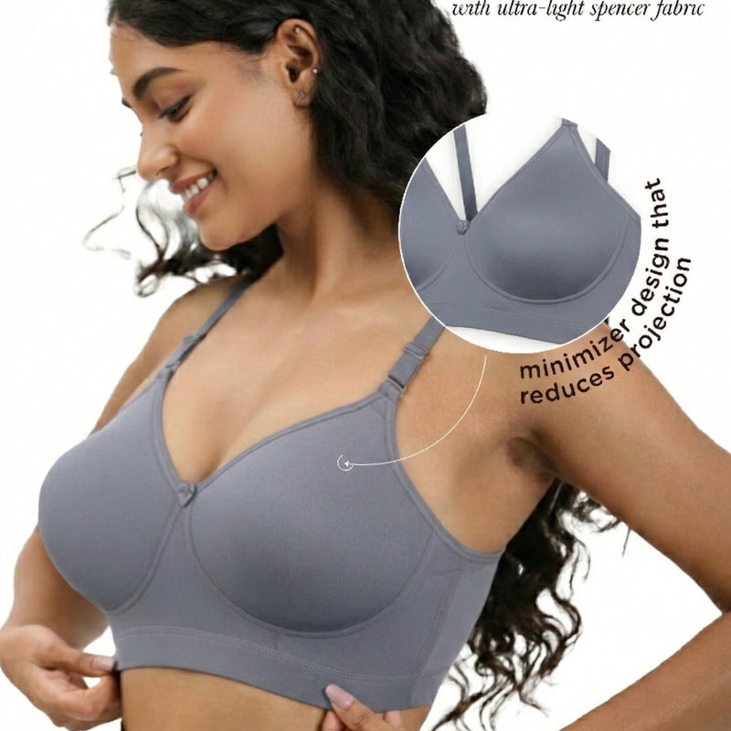 Blossom Full Frame Bra - Minimizer Bra Wire-Free, Non-Padded, Full Coverage For Enhanced Support
