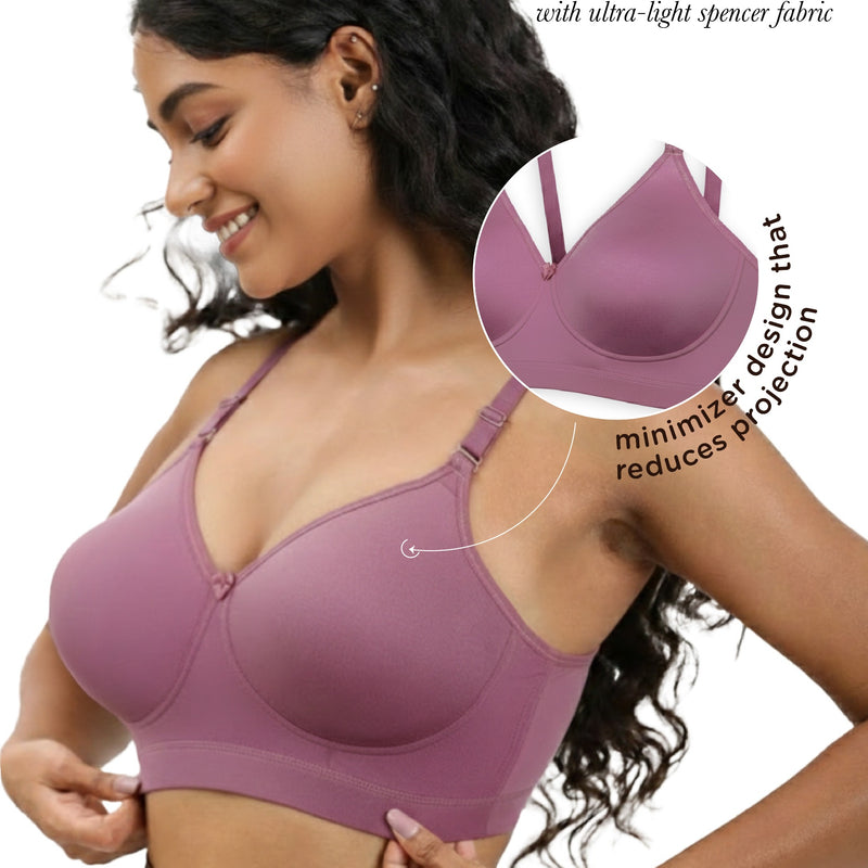 Blossom Full Frame Bra - Minimizer Bra Wire-Free, Non-Padded, Full Coverage For Enhanced Support