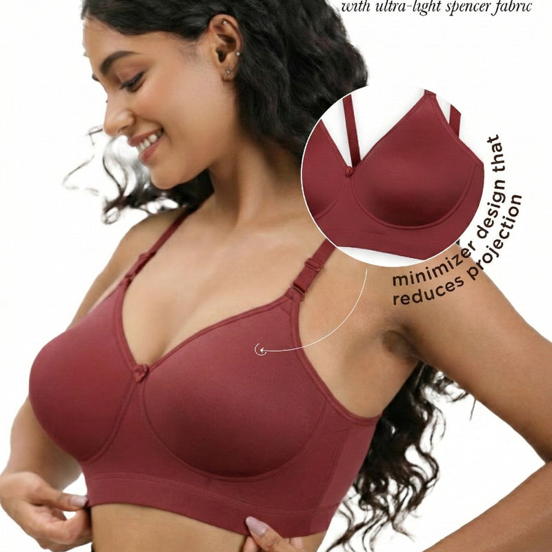 Blossom Full Frame Bra - Minimizer Bra Wire-Free, Non-Padded, Full Coverage For Enhanced Support