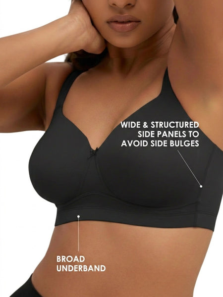 Blossom BL PC 01 - Plus Size Padded Non-Wired Full Coverage Bra with Broad Shoulder Straps & Wide Side Support