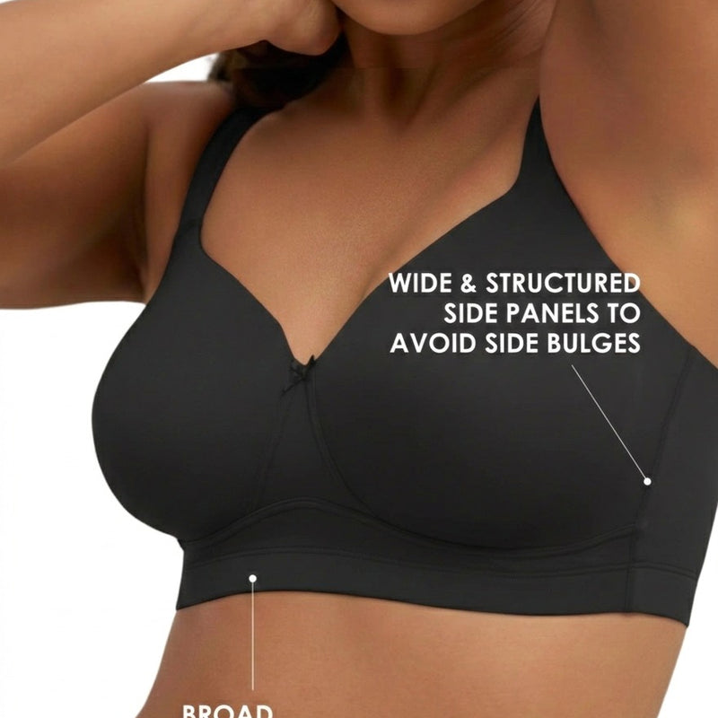 Blossom BL PC 01 - Plus Size Padded Non-Wired Full Coverage Bra with Broad Shoulder Straps & Wide Side Support