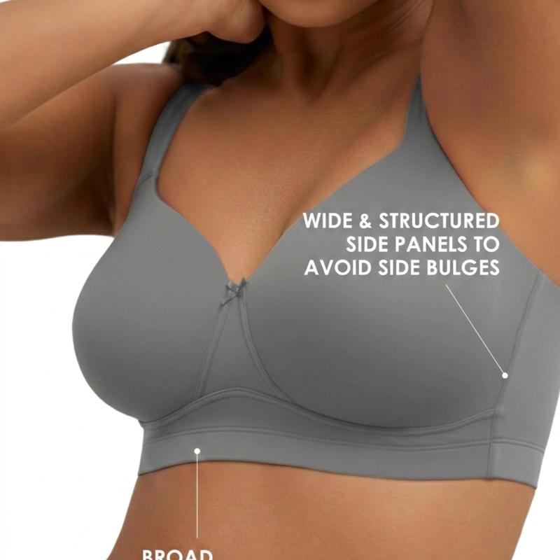 Blossom BL PC 01 - Plus Size Padded Non-Wired Full Coverage Bra with Broad Shoulder Straps & Wide Side Support
