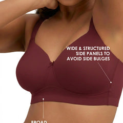 Blossom BL PC 01 - Plus Size Padded Non-Wired Full Coverage Bra with Broad Shoulder Straps & Wide Side Support