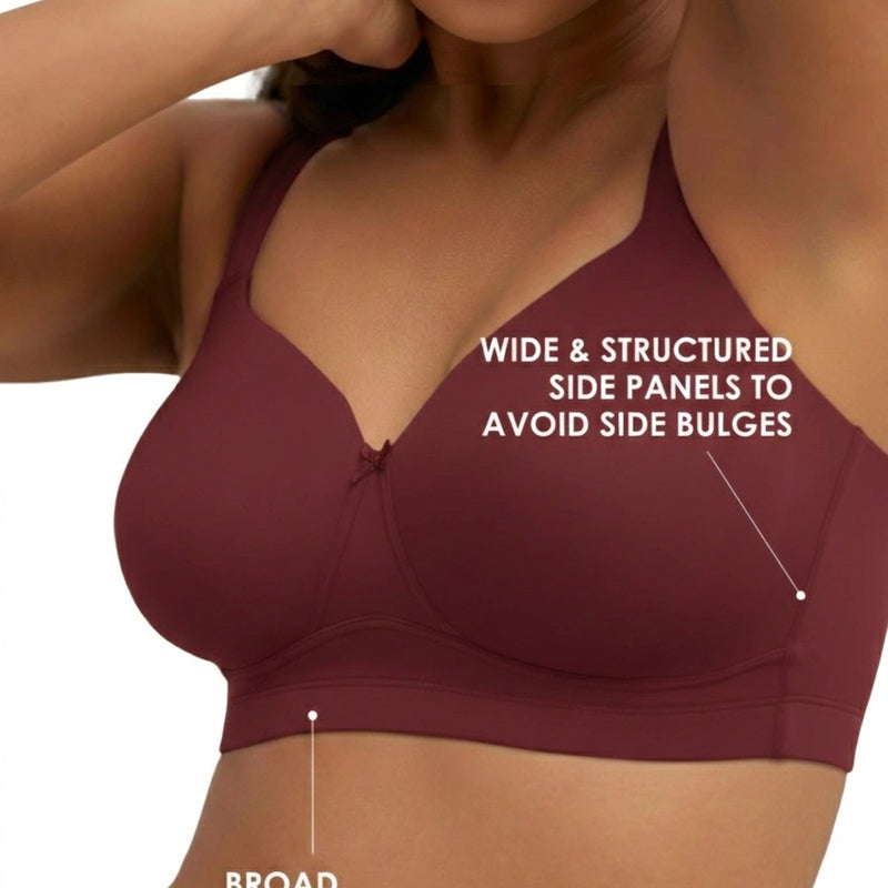 Blossom BL PC 01 - Plus Size Padded Non-Wired Full Coverage Bra with Broad Shoulder Straps & Wide Side Support