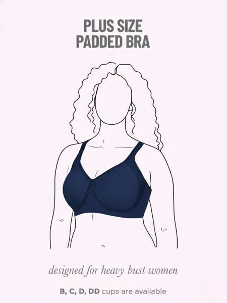 Blossom BL PC 02 - Wire-Free Padded Support Bra with Cushioned Straps & Side Cushion Support for Heavy Busts