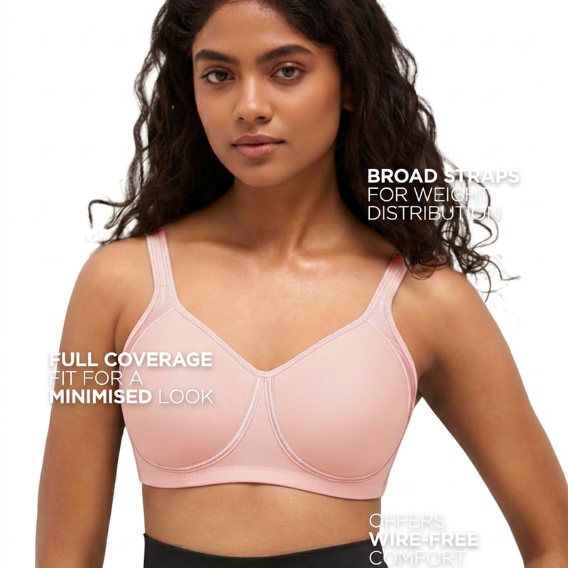 Blossom BL PC 02 - Wire-Free Padded Support Bra with Cushioned Straps & Side Cushion Support for Heavy Busts