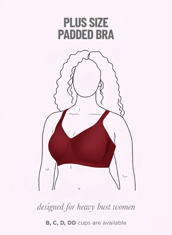 Blossom BL PC 02 - Wire-Free Padded Support Bra with Cushioned Straps & Side Cushion Support for Heavy Busts