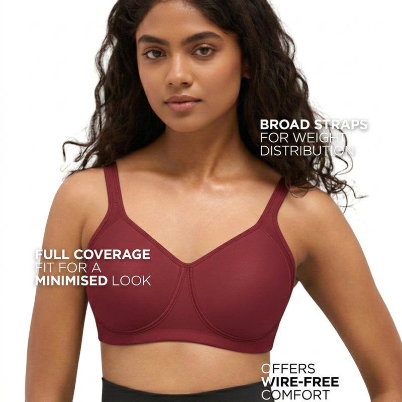 Blossom BL PC 02 - Wire-Free Padded Support Bra with Cushioned Straps & Side Cushion Support for Heavy Busts