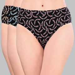 SOIE Woman - High Rise Full Coverage Printed Stretch Cotton Hipster Panty (Pack of 3) - Panty -for Women