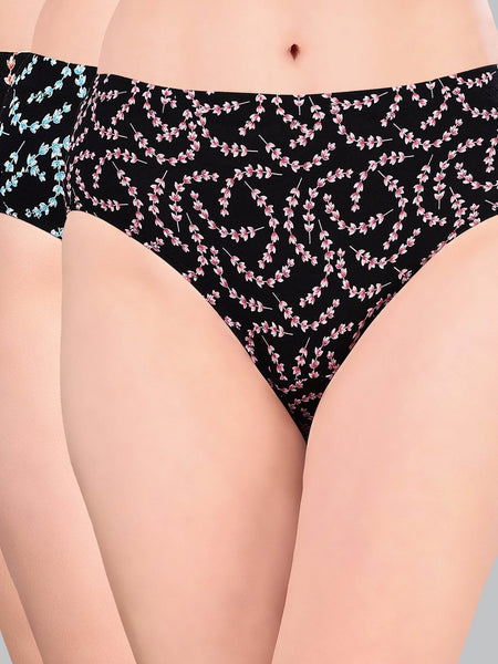 SOIE Woman - High Rise Full Coverage Printed Stretch Cotton Hipster Panty (Pack of 3) - Panty -for Women