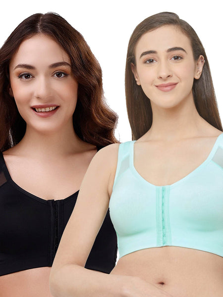SOIE Woman - Front Closure Full Coverage Non Padded Non Wired Bra - -for Women