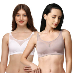 SOIE Woman - Full Coverage Padded Non Wired Lace Detail Cami Bra - -for Women