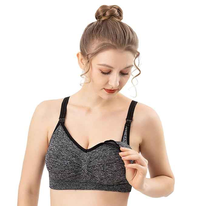 Women Organic Antimicrobial Soft Feeding Full Bust Seamless Nursing, Breastfeeding Maternity Bra with Remove Pads Pack of 3