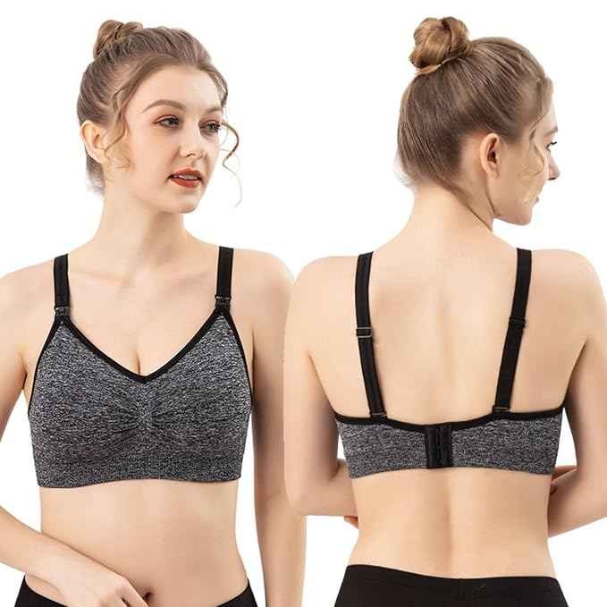 Women Organic Antimicrobial Soft Feeding Full Bust Seamless Nursing, Breastfeeding Maternity Bra with Remove Pads Pack of 3