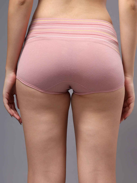 Women Striped Hipster Briefs High Waist Full Coverage Panty