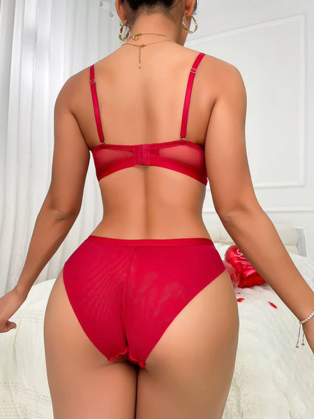 Brachy Women Bridal Maroon Padded Push-Up Bra Lingerie Bra & Briefs Set