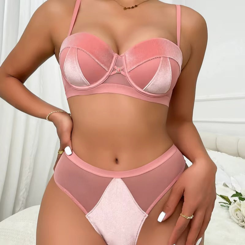 Brachy Women Bridal Pink Padded Push-Up Bra Lingerie Bra & Briefs Set