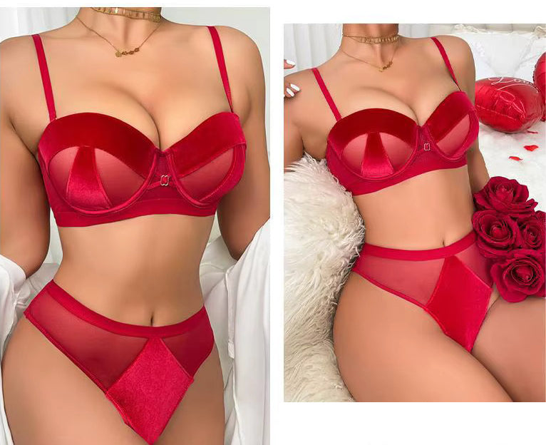 Brachy Women Bridal Maroon Padded Push-Up Bra Lingerie Bra & Briefs Set