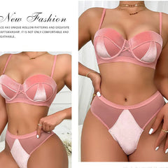 Brachy Women Bridal Pink Padded Push-Up Bra Lingerie Bra & Briefs Set