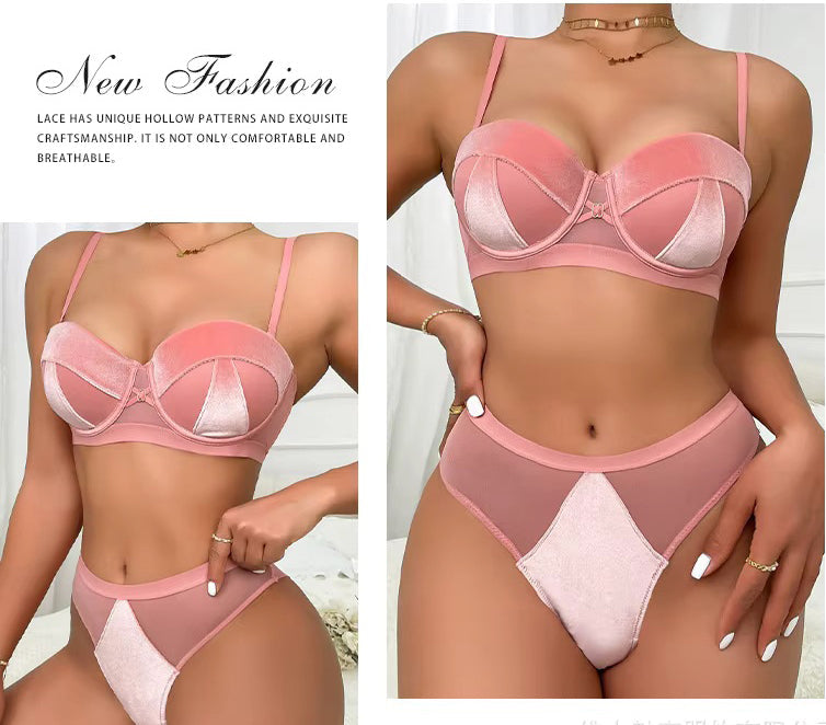 Brachy Women Bridal Pink Padded Push-Up Bra Lingerie Bra & Briefs Set