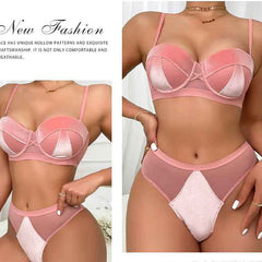 Brachy Women Bridal Pink Padded Push-Up Bra Lingerie Bra & Briefs Set (Copy)