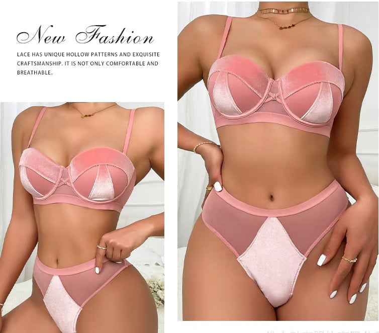 Brachy Women Bridal Pink Padded Push-Up Bra Lingerie Bra & Briefs Set (Copy)