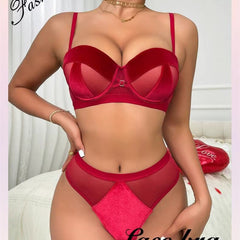 Brachy Women Bridal Maroon Padded Push-Up Bra Lingerie Bra & Briefs Set