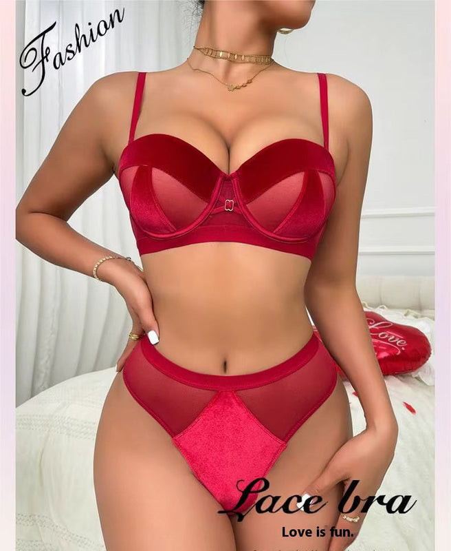 Brachy Women Bridal Maroon Padded Push-Up Bra Lingerie Bra & Briefs Set