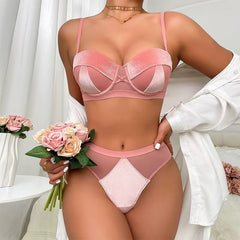 Brachy Women Bridal Pink Padded Push-Up Bra Lingerie Bra & Briefs Set