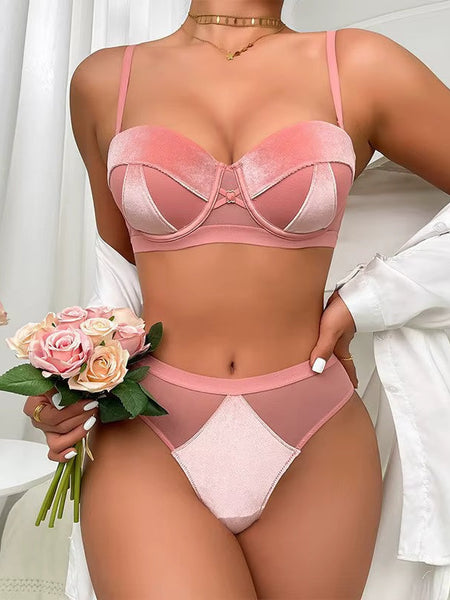 Brachy Women Bridal Pink Padded Push-Up Bra Lingerie Bra & Briefs Set