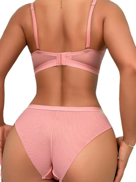 Brachy Women Bridal Pink Padded Push-Up Bra Lingerie Bra & Briefs Set