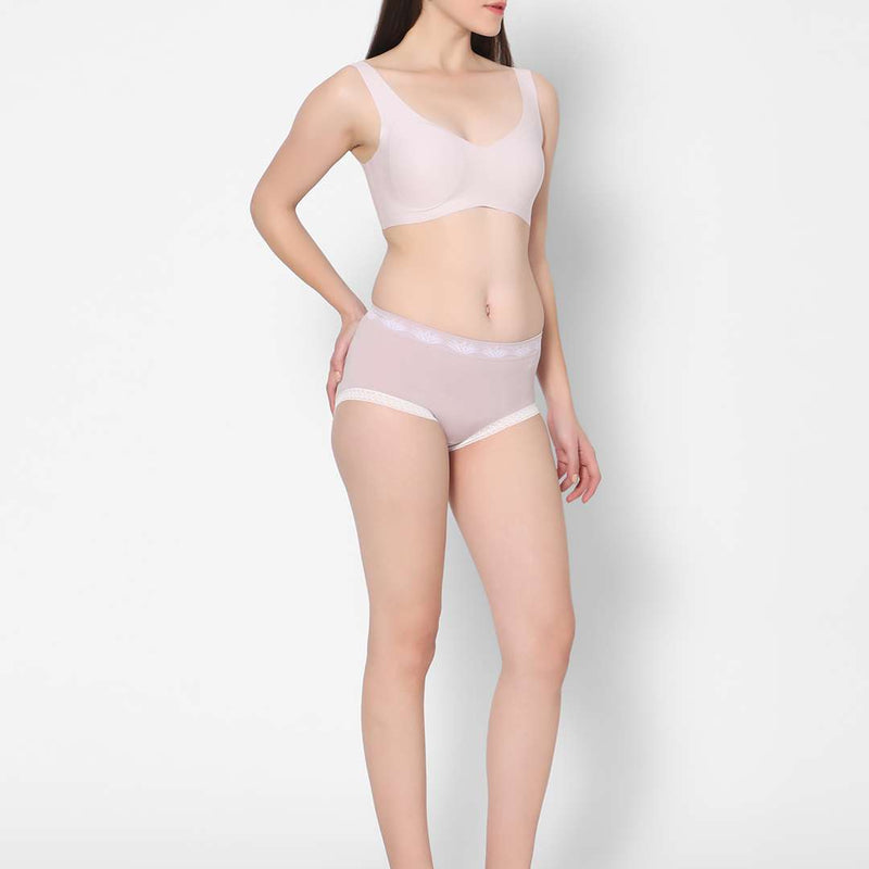Solid Cute Hipster Moisture Wicking Lingerie Set