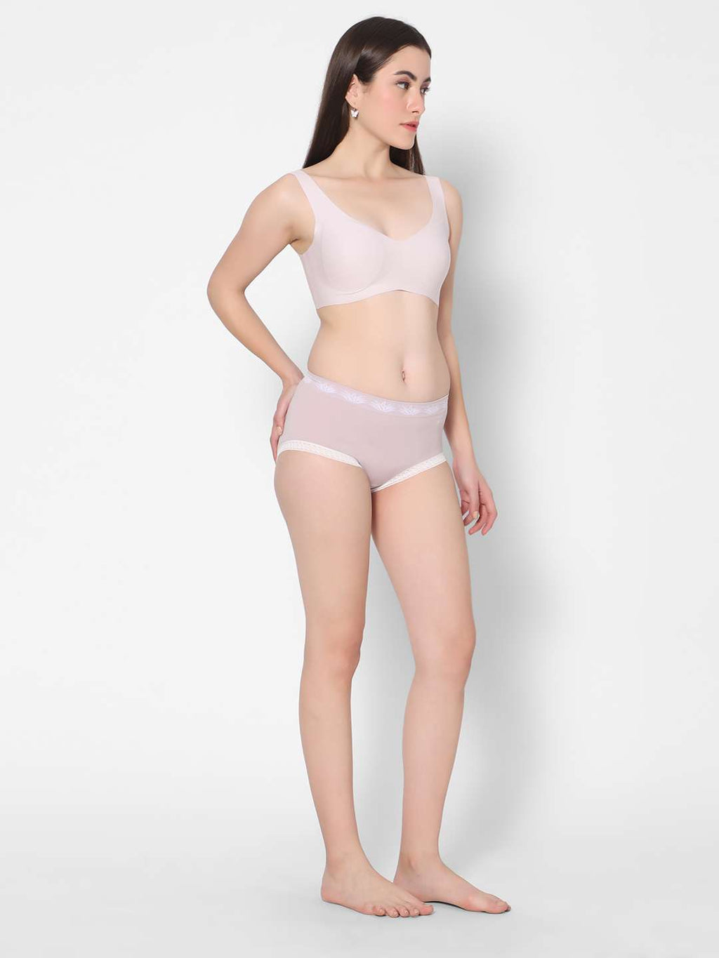 Solid Cute Hipster Moisture Wicking Lingerie Set