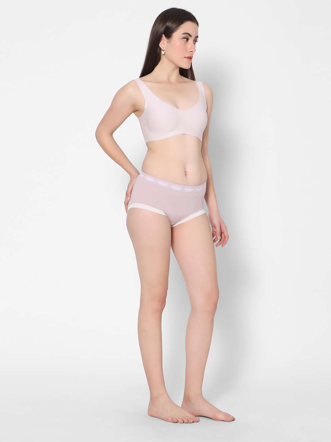 Solid Cute Hipster Moisture Wicking Lingerie Set