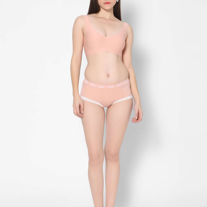 Solid Cute Hipster Moisture Wicking Lingerie Set