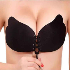 Brachy Pack Of 2 Black And Nude Women Self-Adhesive Strapless Push-Up Silicone Plunge Bra