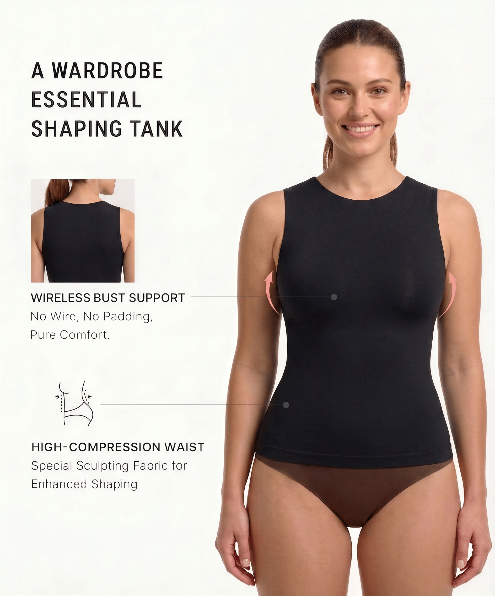 Bust Support and Waist Control Shape Crew Neck Tank Top